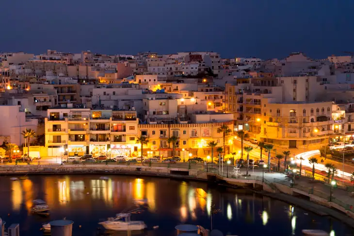 Ariel view of Marsascala at Night