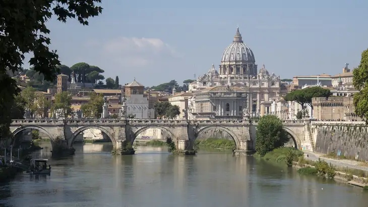 Tiber River with Vatican in the Background